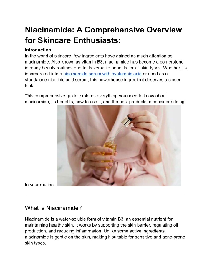 niacinamide a comprehensive overview for skincare