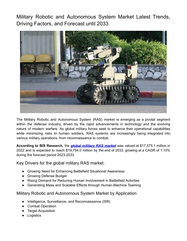 military robotic and autonomous system market