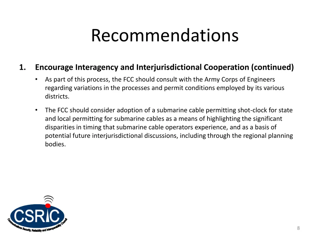 recommendations 1