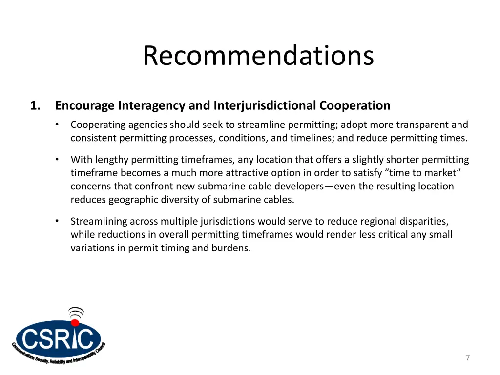 recommendations