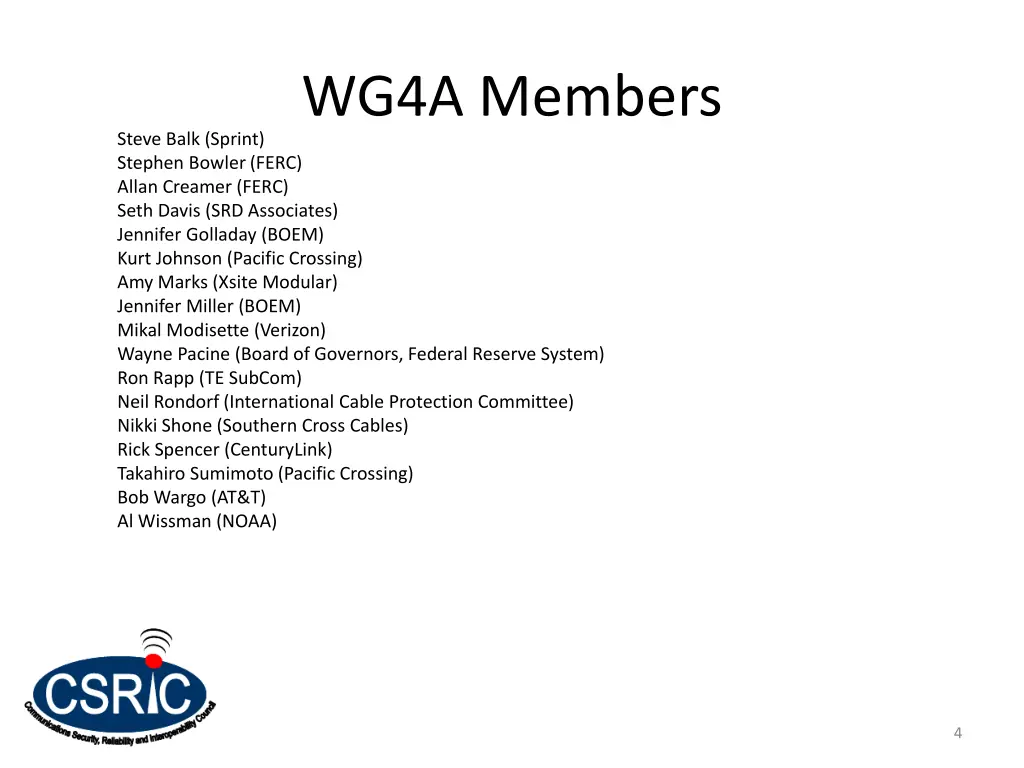 wg4a members