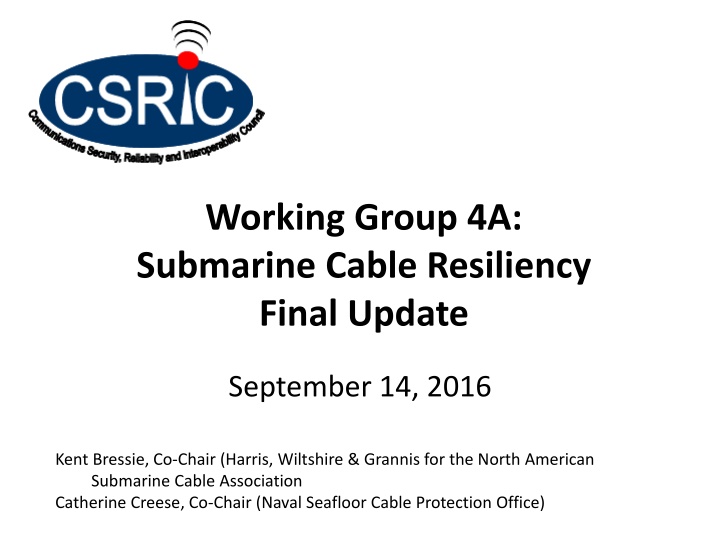 working group 4a submarine cable resiliency final