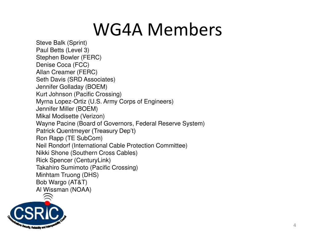 wg4a members