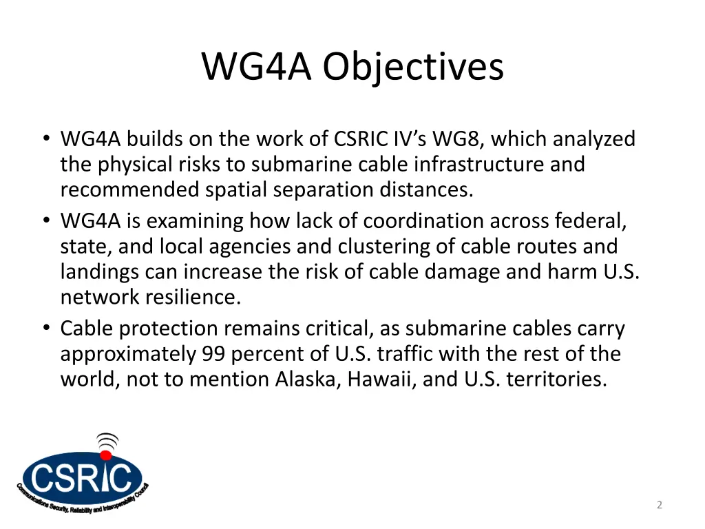 wg4a objectives