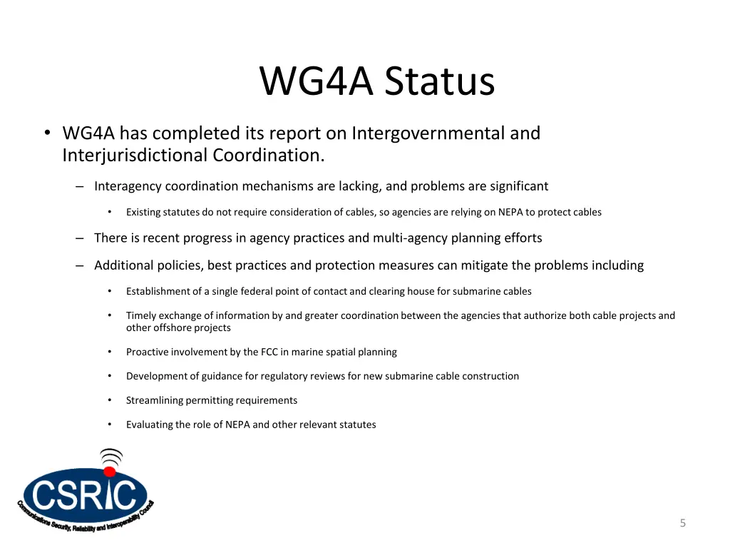 wg4a status