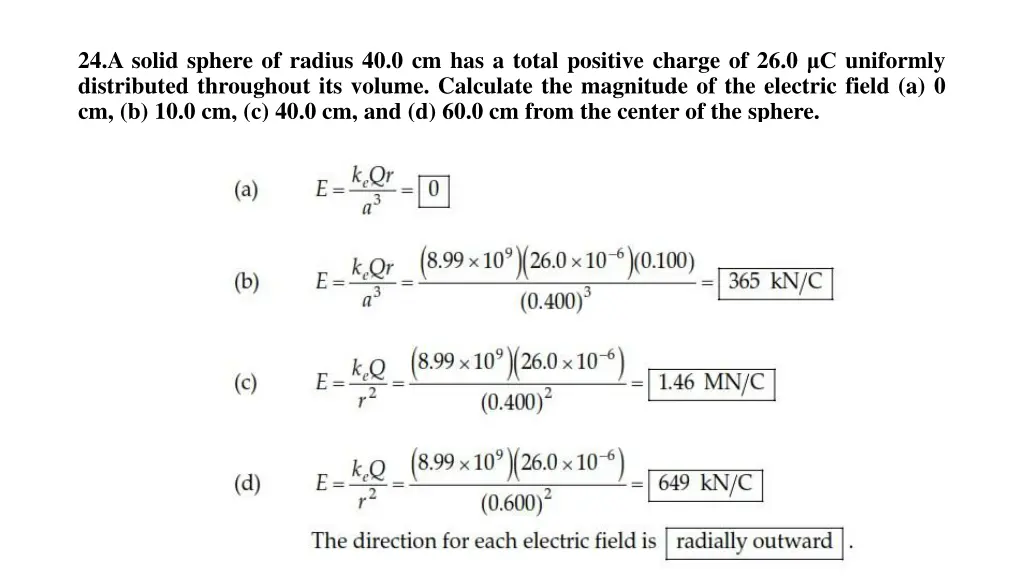 24 a solid sphere of radius 40 0 cm has a total