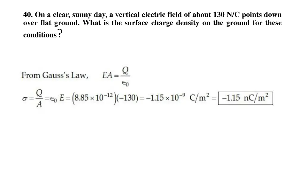 40 on a clear sunny day a vertical electric field