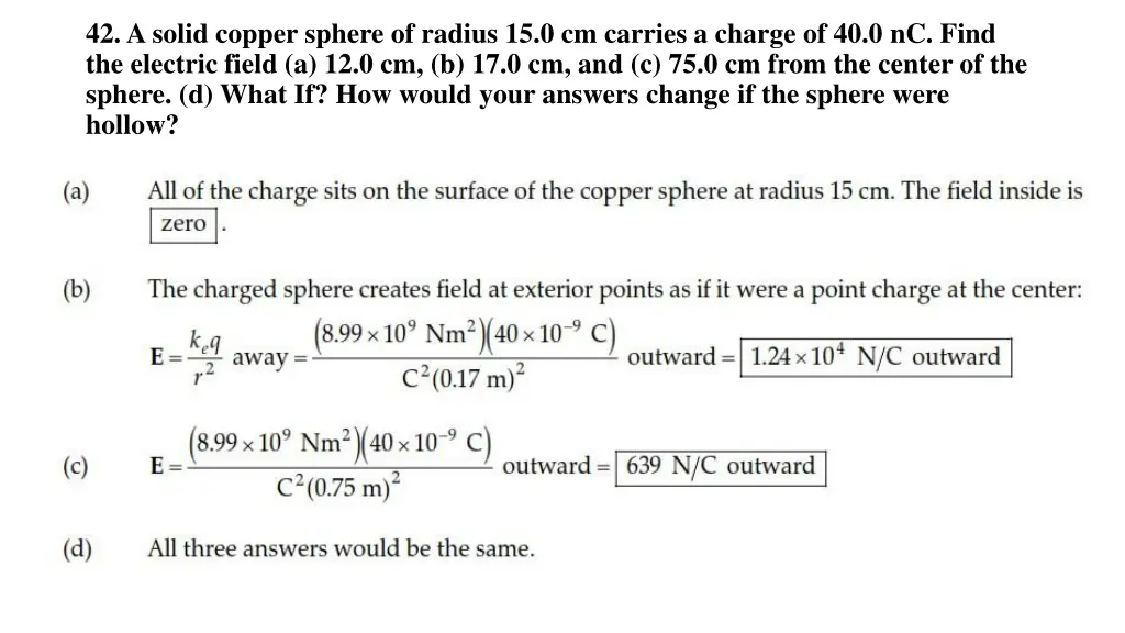 42 a solid copper sphere of radius