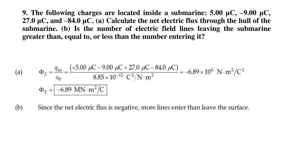 9 the following charges are located inside