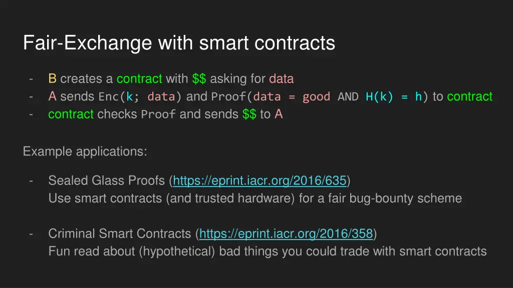 fair exchange with smart contracts