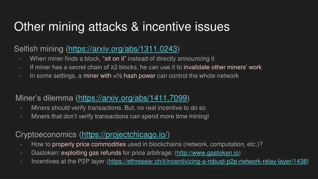 other mining attacks incentive issues