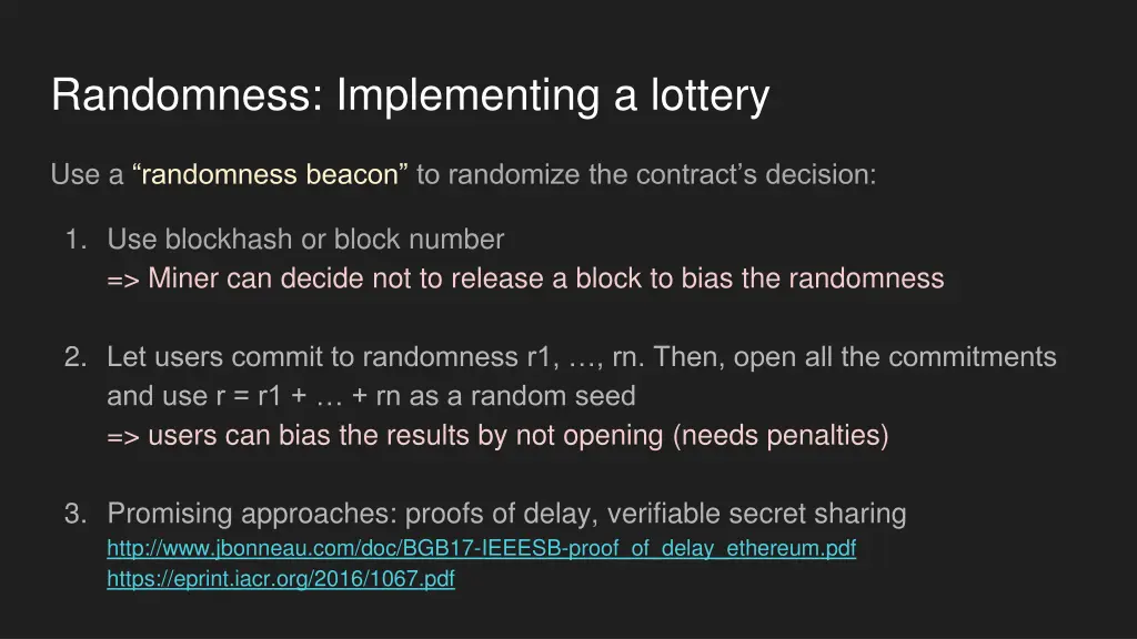 randomness implementing a lottery