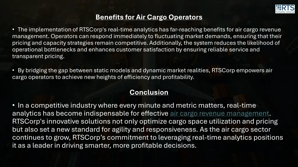 benefits for air cargo operators