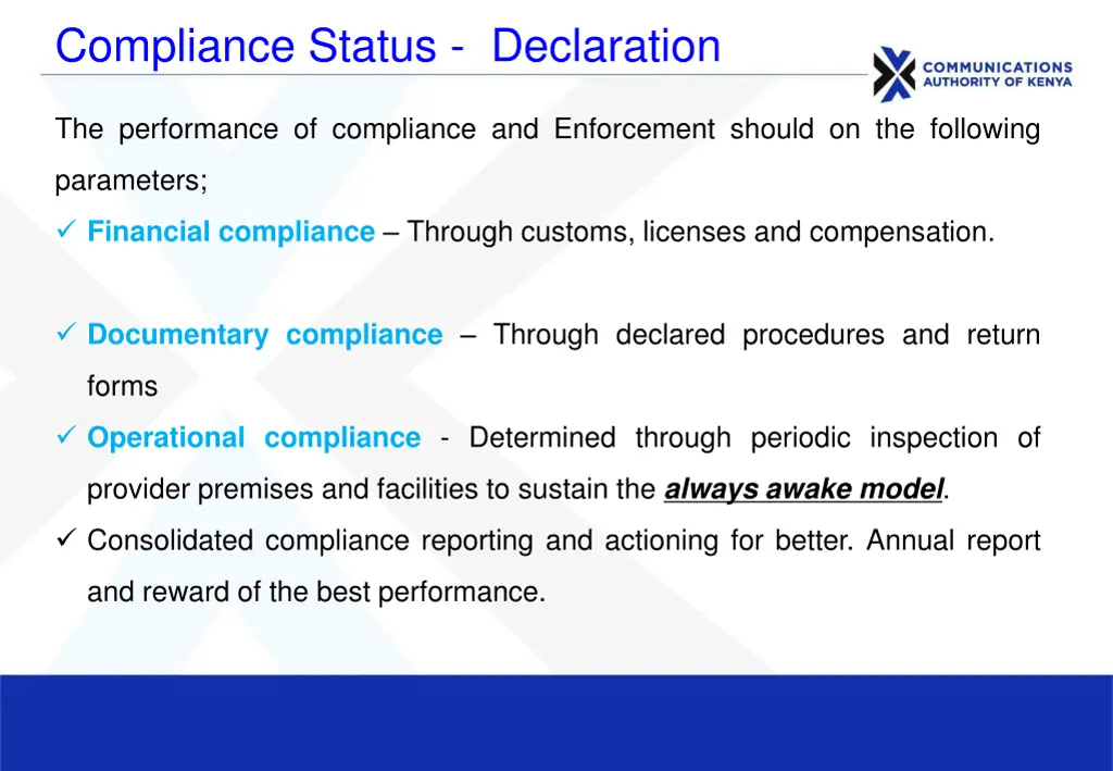 compliance status declaration