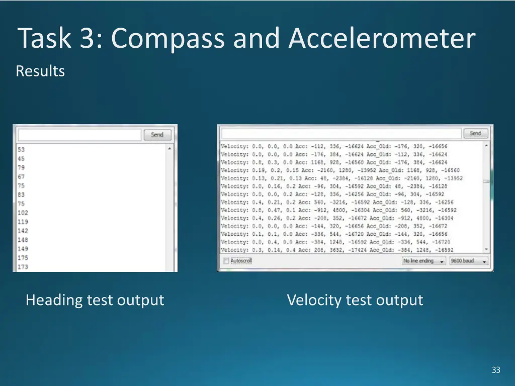 task 3 compass and accelerometer results