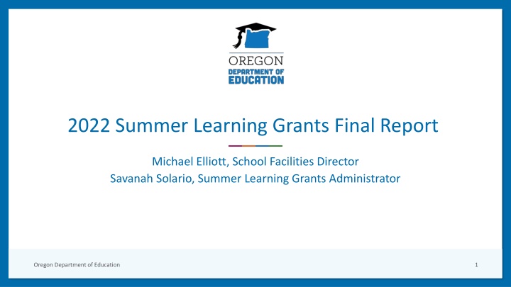 2022 summer learning grants final report