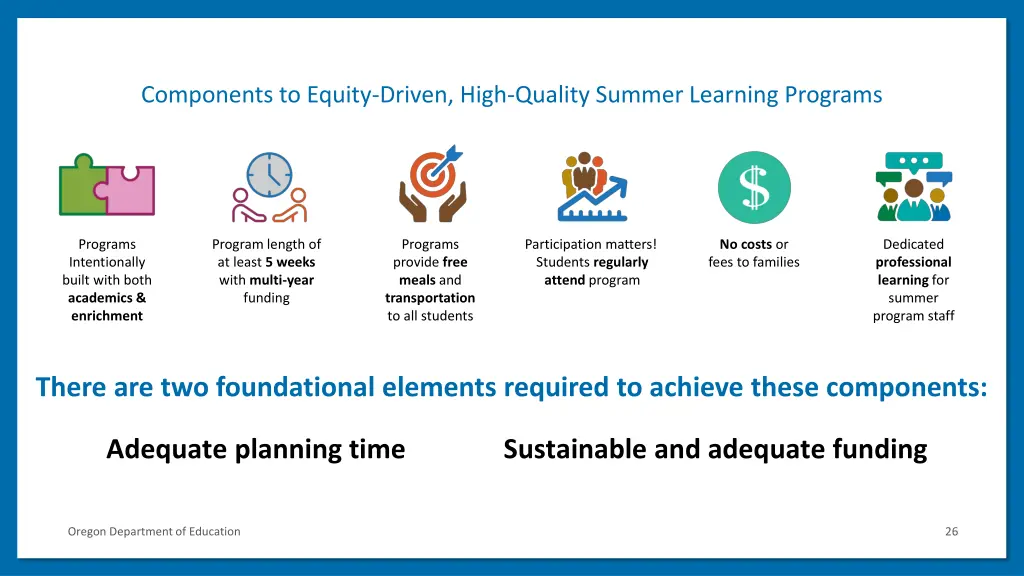 components to equity driven high quality summer