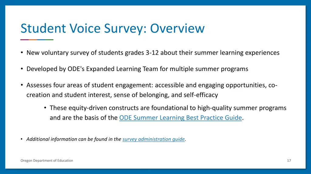 student voice survey overview