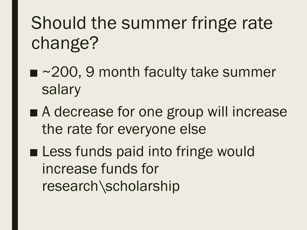 should the summer fringe rate change