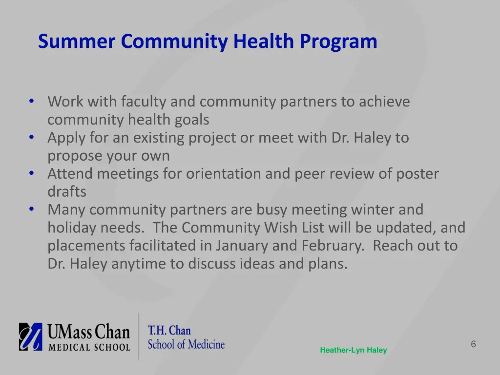 summer community health program