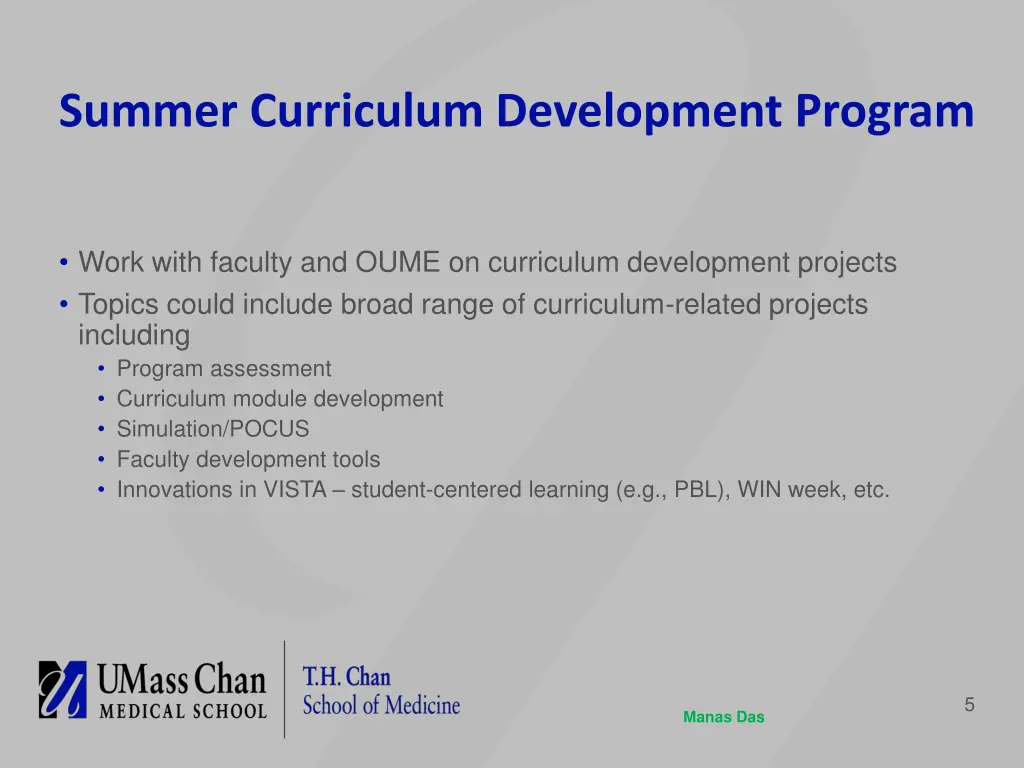 summer curriculum development program