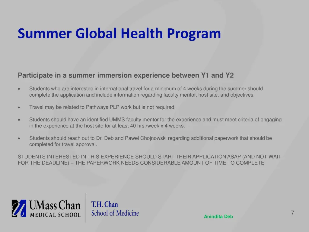 summer global health program