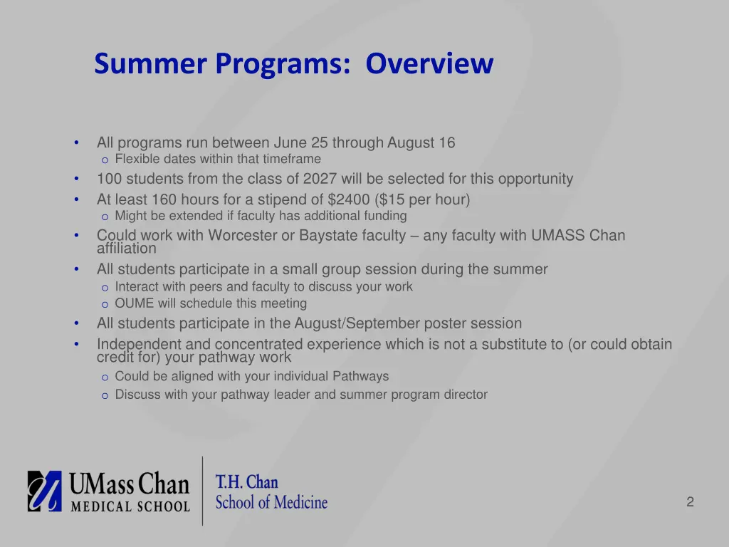 summer programs overview