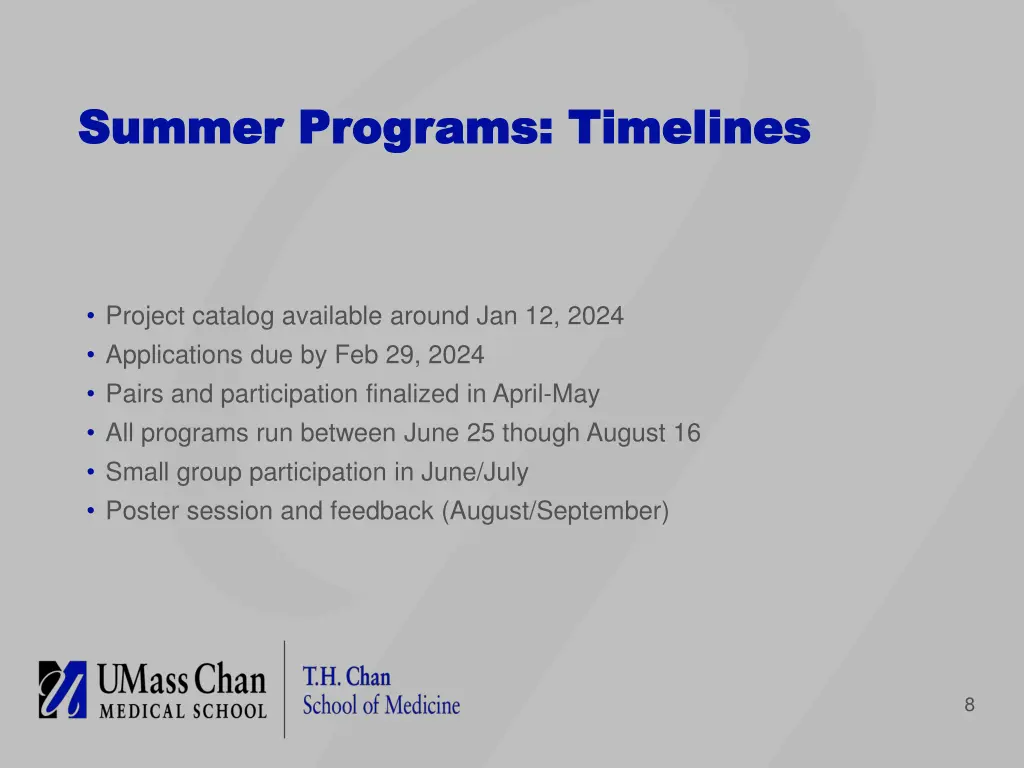 summer programs timelines summer programs