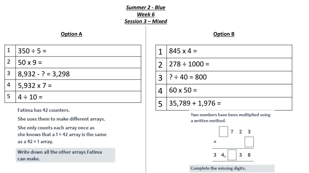 summer 2 blue week 6 session 3 mixed