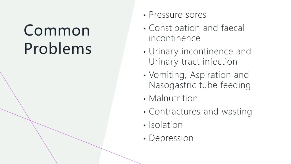 pressure sores constipation and faecal