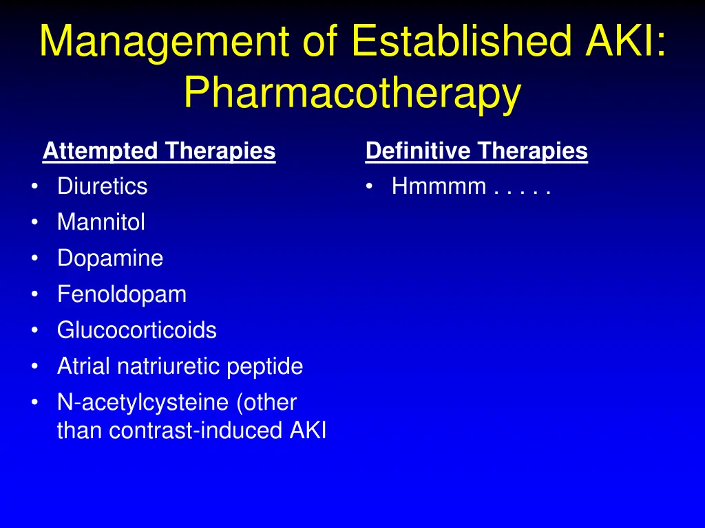 management of established aki pharmacotherapy