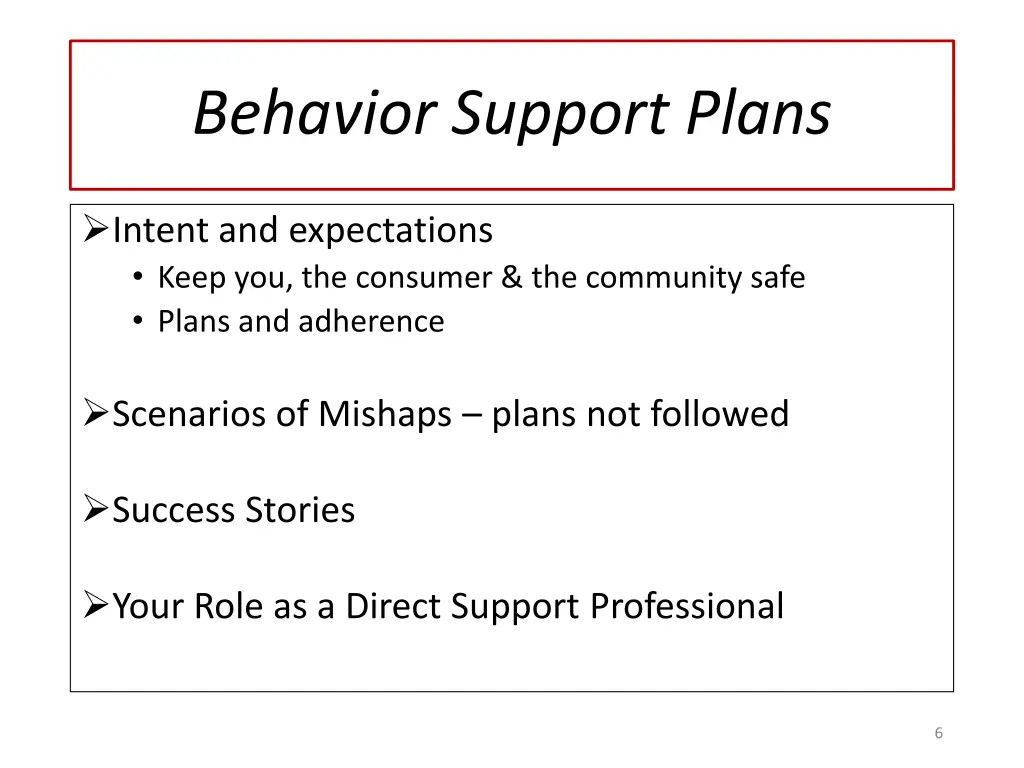 behavior support plans