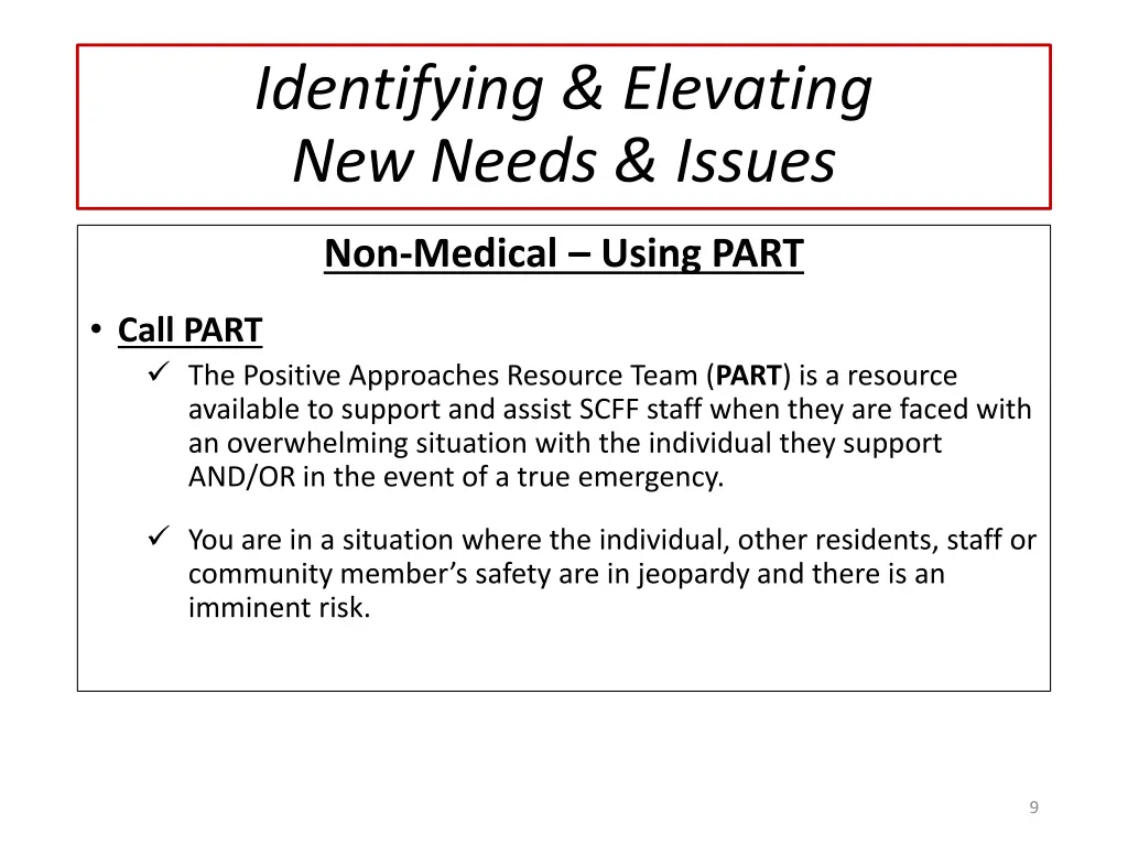 identifying elevating new needs issues 2