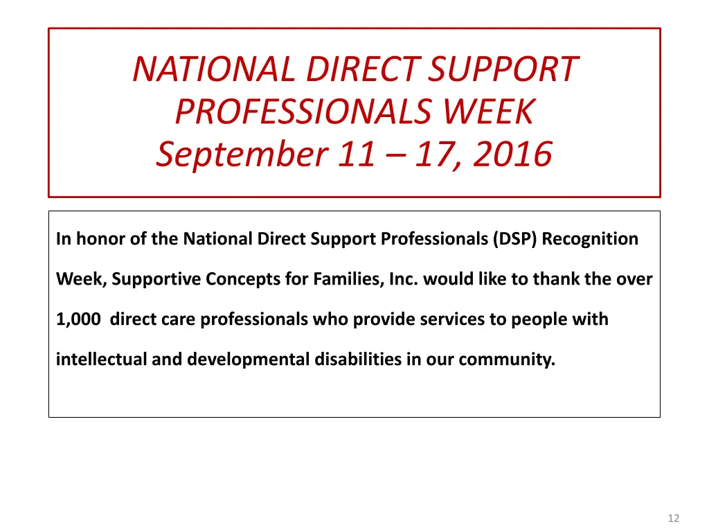 national direct support professionals week 1