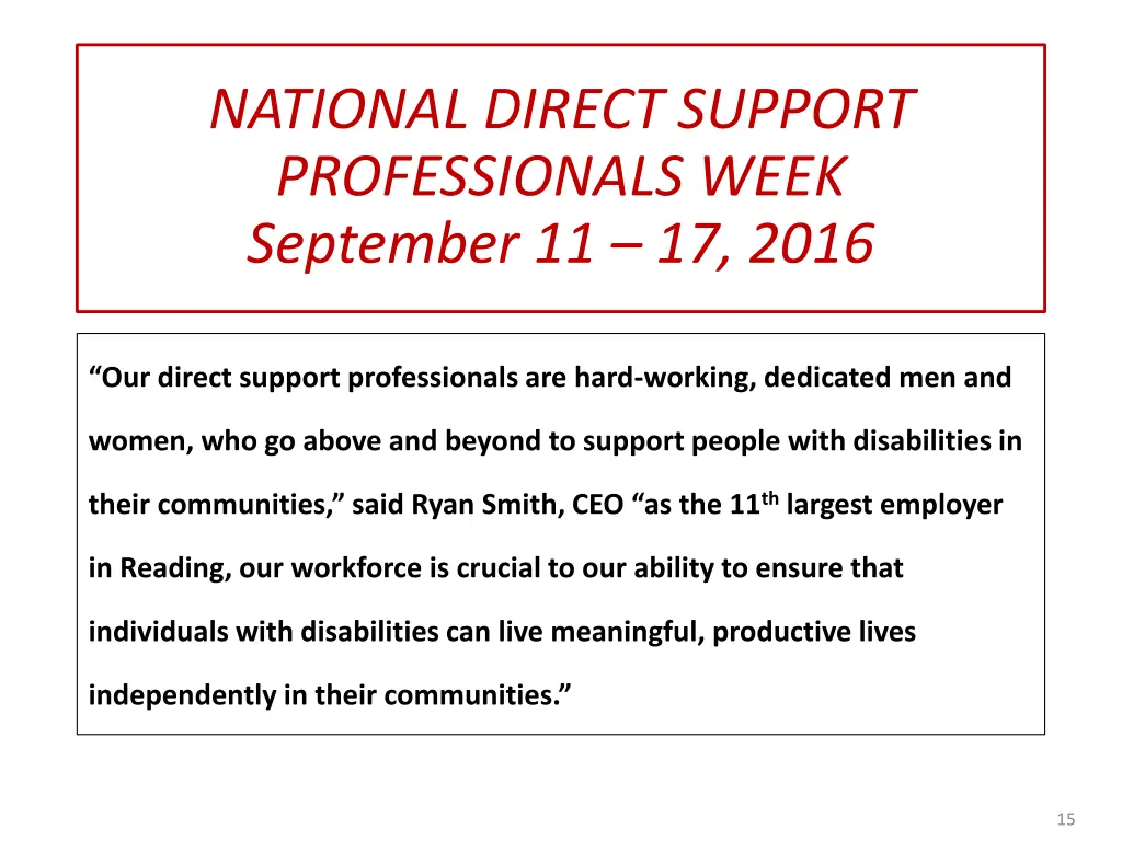 national direct support professionals week 2