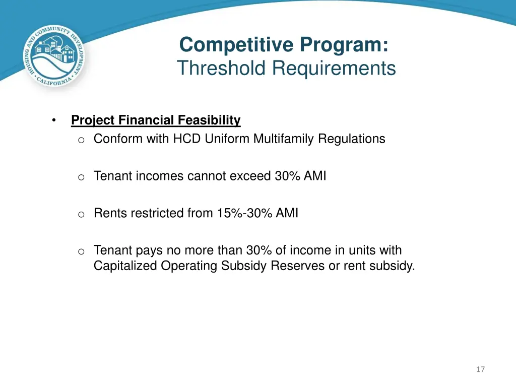 competitive program threshold requirements 2