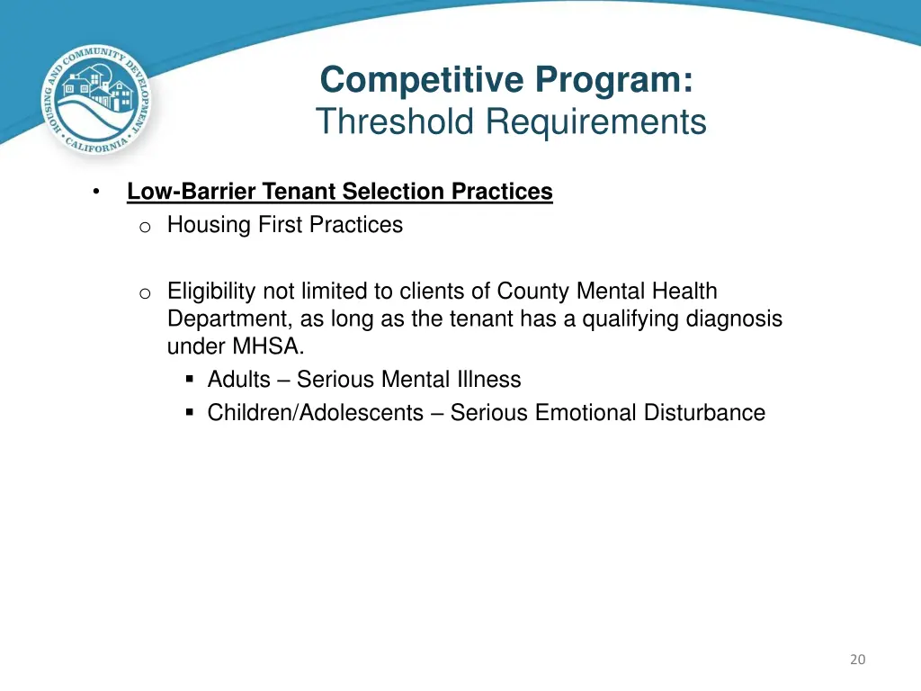 competitive program threshold requirements 5