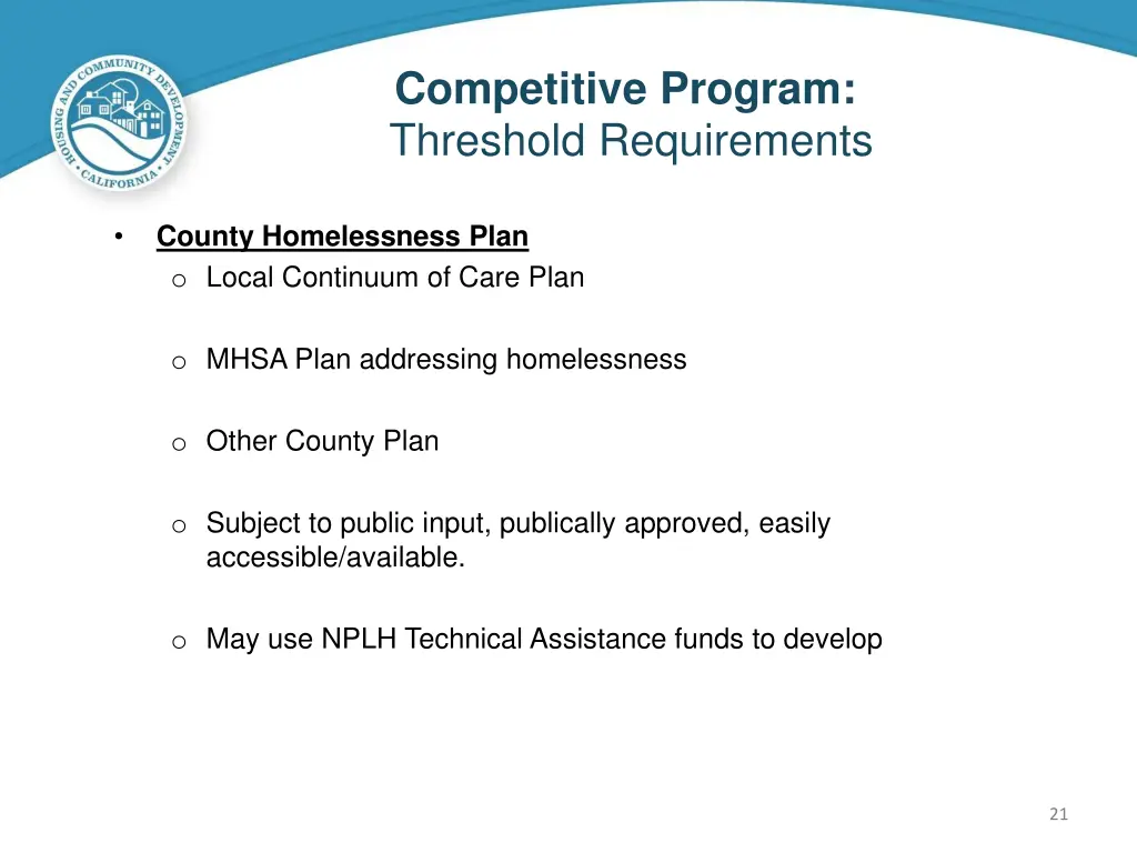 competitive program threshold requirements 6