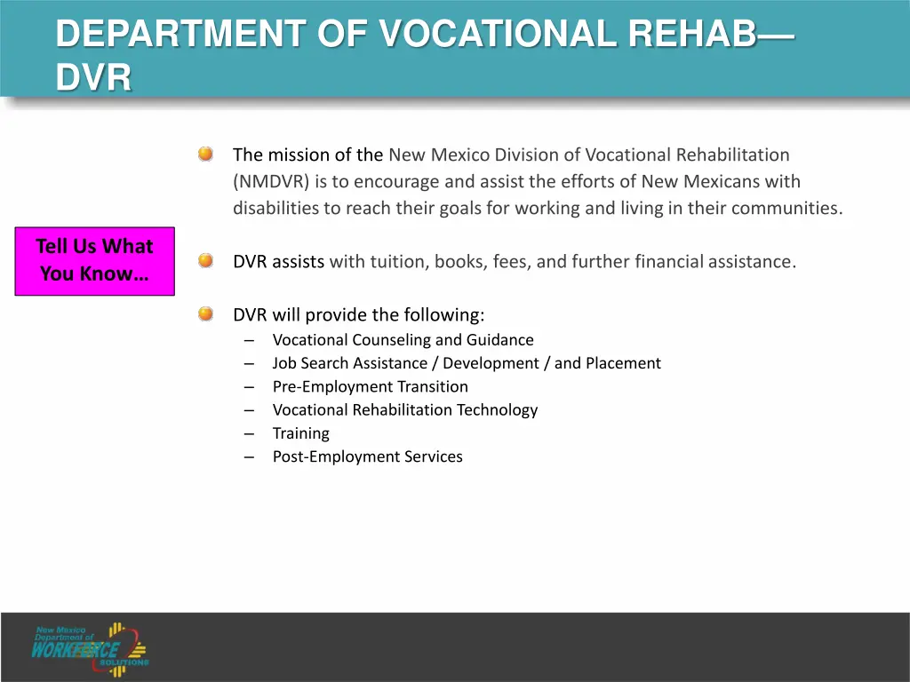 department of vocational rehab dvr