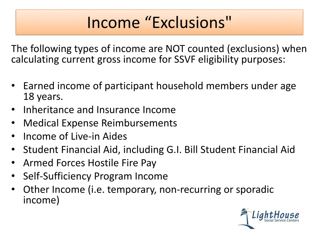 income exclusions