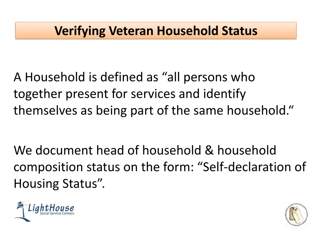 verifying veteran household status