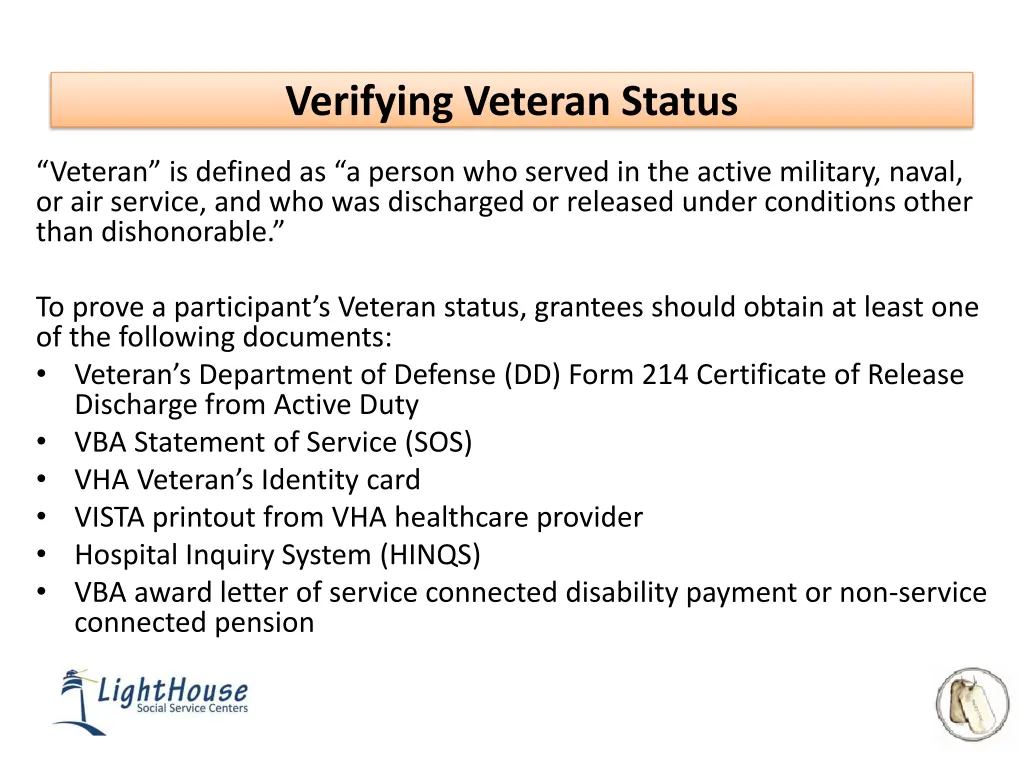 verifying veteran status