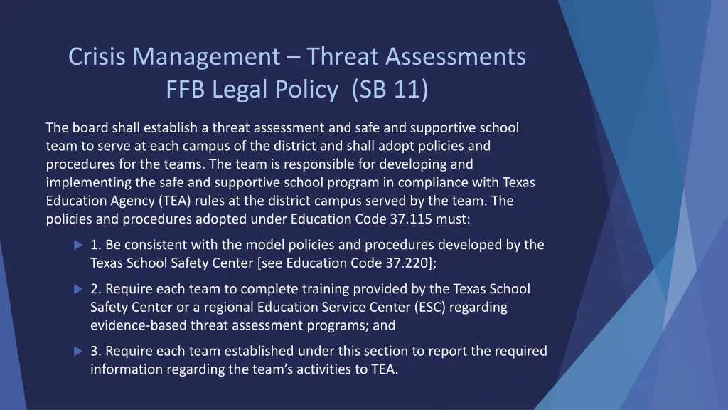 crisis management threat assessments ffb legal