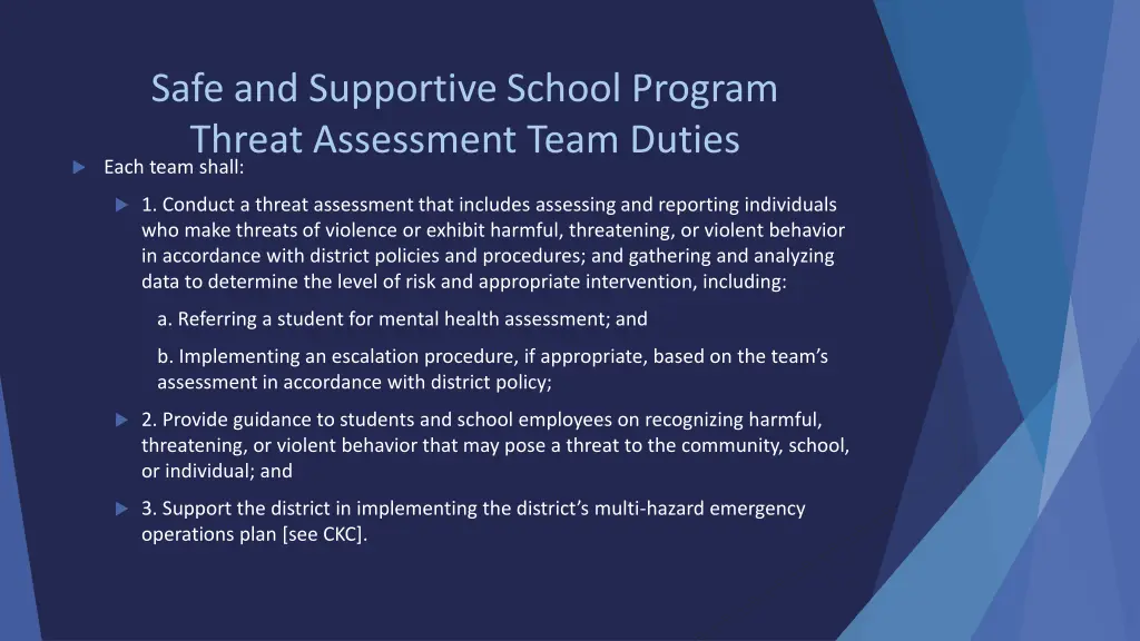 safe and supportive school program threat 1