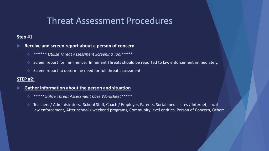 threat assessment procedures