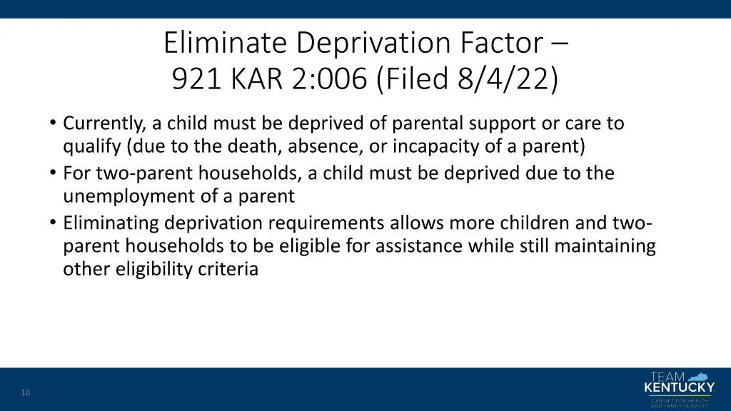 eliminate deprivation factor 921 kar 2 006 filed