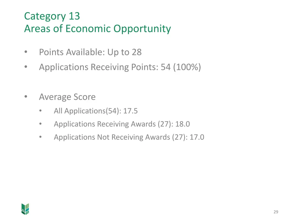 category 13 areas of economic opportunity