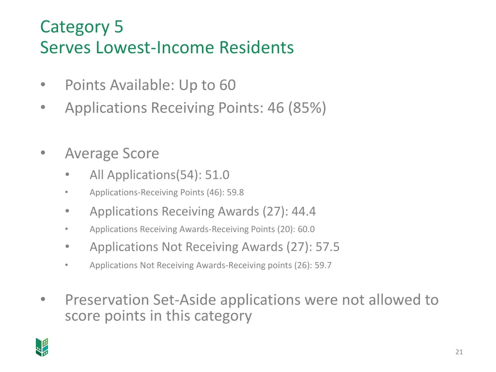 category 5 serves lowest income residents