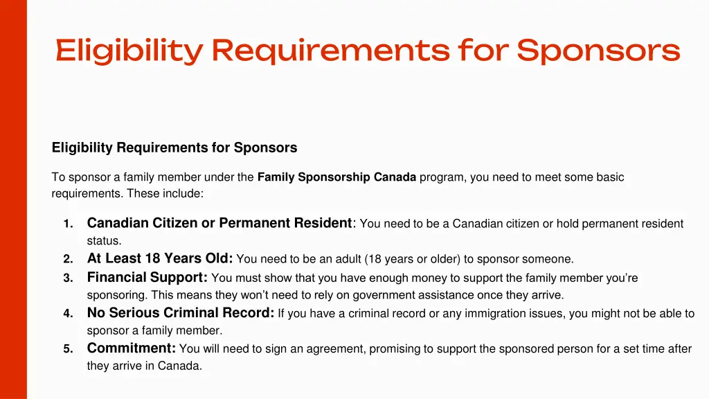 eligibility requirements for sponsors