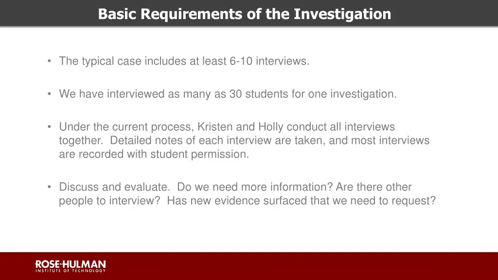 basic requirements of the investigation 1